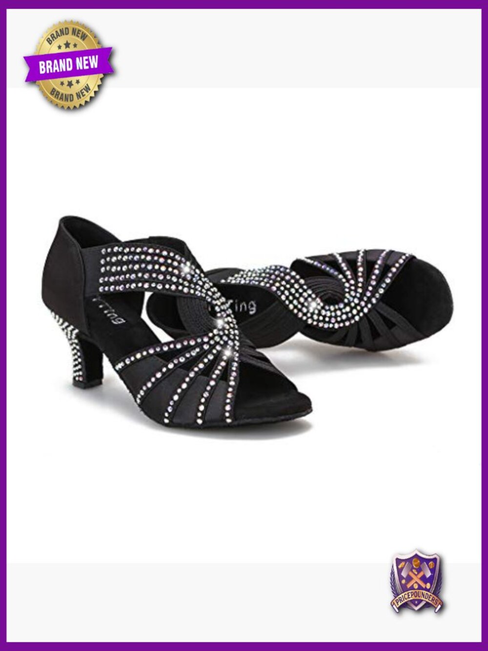 Rhinestones Ballroom Dance Shoes Latin Salsa Wedding Practice 2.5in Heels - Picture 2 of 7